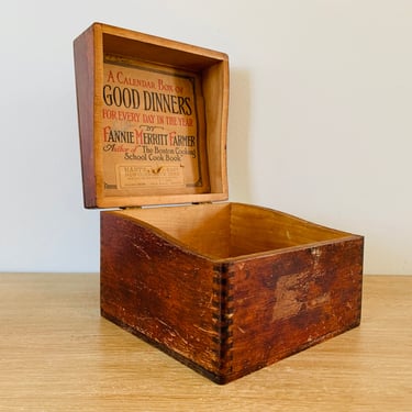 Vintage Dovetail Joint File Box Recipe Box 