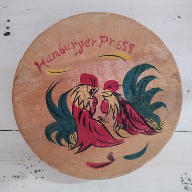 Vintage Wooden Hamburger Press Handpainted in Japan 