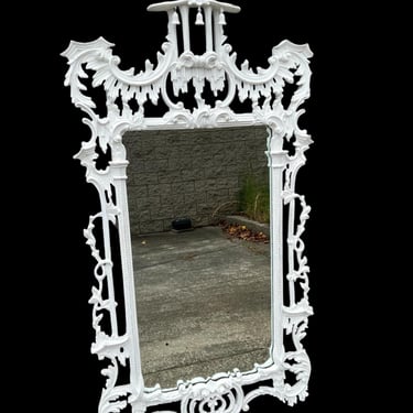 Beautiful distressed vintage pagoda mirror 