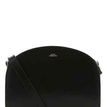 A.P.C. Women Black Leather Demi Lune Shoulder Bag