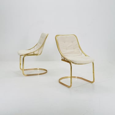 Set of 2 Mid century chrome  Dining Chairs by Gastone Rinaldi, Italy, 1970s 