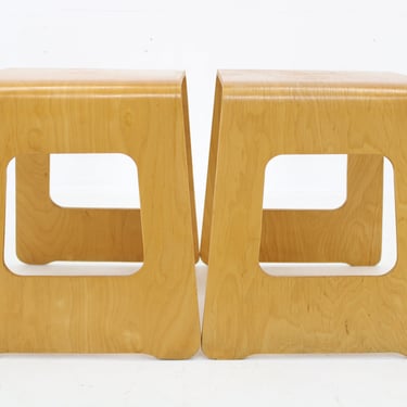 1990s Lisa Norinder Pair of Wooden Stools for Ikea, Sweden 