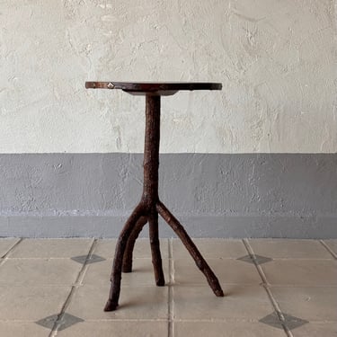 Small Contemporary English Hedgerow Side Table with Leather