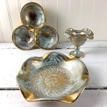 Stangl Antique Gold mid century pottery - 3 pieces - 1960s vintage American pottery 