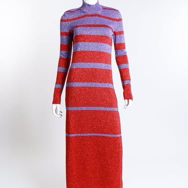 Striped Metallic Knit Maxi Dress