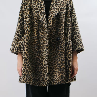 1960s Leopard Print Swing Car Coat