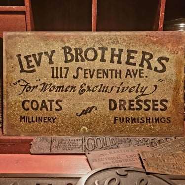 Beaver Falls Pa Levy Brothers Antique Women's Clothing Advertising Sign 
