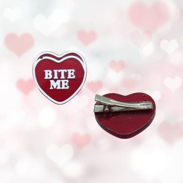 Bite Me Hair Clip - Candy Heart Barrette - Valentine's Day Hair Clips 