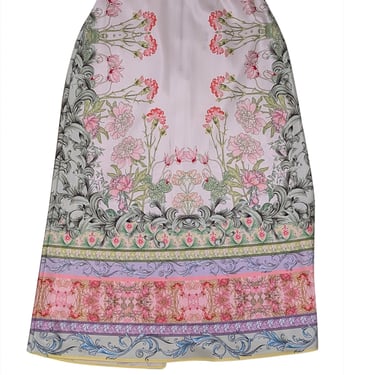 Alice &amp; Olivia - Ivory, Green, &amp; Pink Floral Slip Skirt Sz 12