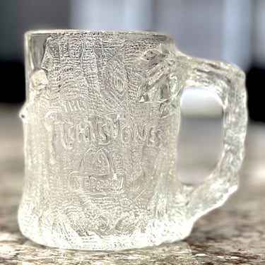 VINTAGE: 1993 - McDonald's Flintstones Frosted Glass Mug - "RocDonald's" - Textured Glass - Collectable - Gift Idea - SKU 00035193 