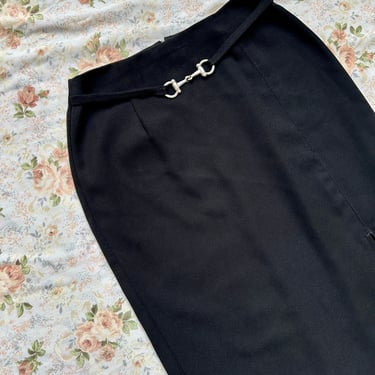 1990's Size 0/2 Black Pencil Skirt with Waist Clasp 