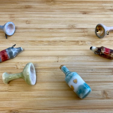Handmade Ceramic Charms | Hand-painted Porcelain Charms for Necklace | Limited Edition Ceramic Charms | Gold Luster Jewelry 