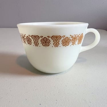 Vintage Pyrex Butterfly Gold Coffee Mug Tea Cup Flat Top 