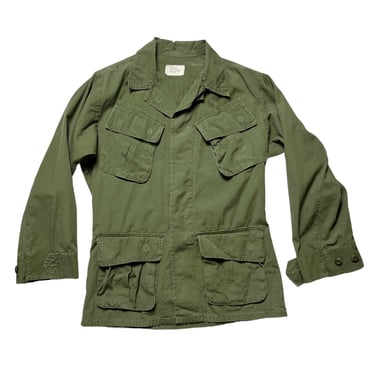 Vintage 1970s Vietnam War US Army Jungle Fatigue Jacket ~ Extra Small Short ~ Slant Pockets ~ Rip Stop Cotton Poplin ~ XS 