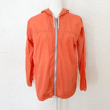 Y2k Orange Two Toned Windbreaker Jacket White Zipper | Small/Medium 