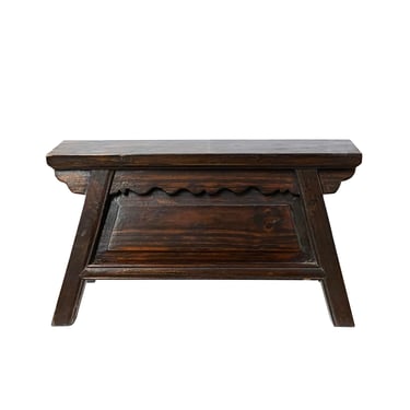 Chinese Wood Brown Stain Finish Accent Single Sitting Stool w Drawer ws1937E 