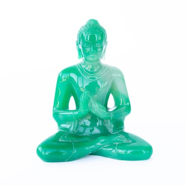 NEW - Green Jade Color Resin Buddha - Made in Hong Kong 