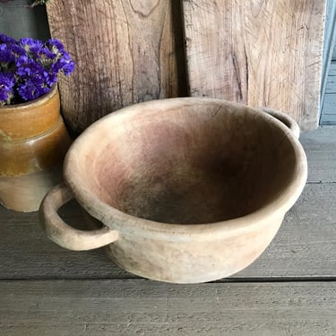 French Olive Wood Bowl, Hand Carved, Primitive Folk Art, Handcrafted Artisan, French Farmhouse Cuisine 