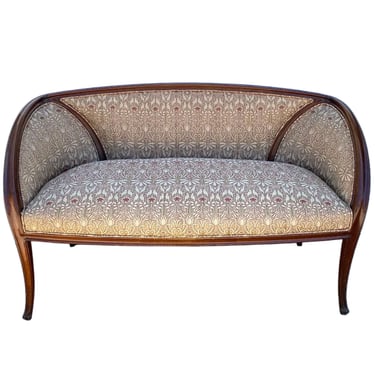 French CAMILLE GAUTHIER Art Nouveau Mahogany Upholstered Settee