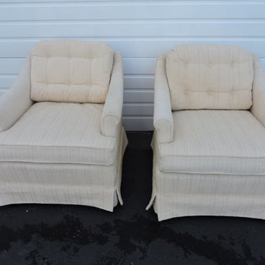 Mid Century Pair of Tufted Living Room Side by Side Chairs By Burdine's 6982