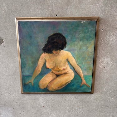 Vintage Nude Oil Painting On Canvas By Patrick Shehee 1965