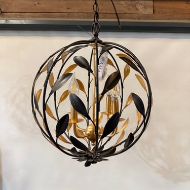 Crystorama 'Broche' 4-Light Pendant in English Bronze/Antique Gold 504-EB-GA
