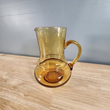 Amber Glass Pitcher Vase 