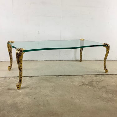 Vintage P.E. Guerin Inspired Glass Top Coffee Table 