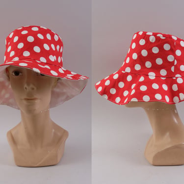 Vintage 60s Polka Dote Sun Hat Bucket Hat 
