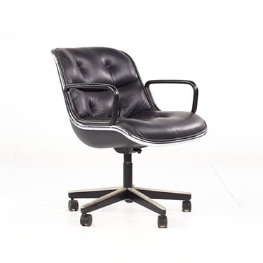 Charles Pollock for Knoll Mid Century Executive Chair, Black Plastic Casters - mcm 