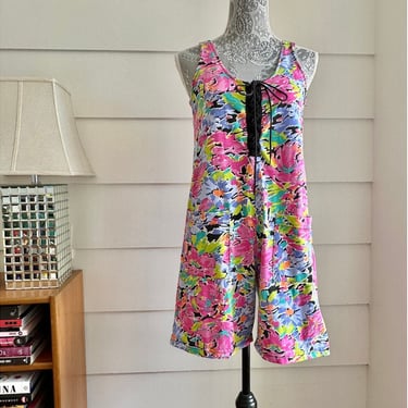 Vintage 90s Floral Print Romper | 90s Romper | Vintage Play Suit 