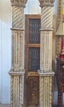 Architectural Columns Pillars, Hand-Carved Hardwood from India