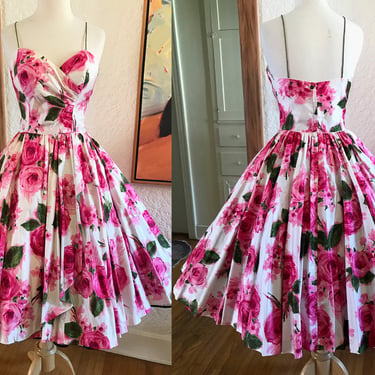 Stunning 1950s Rose print Summer Party Dress by 
