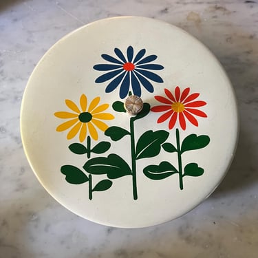 Vintage Container Japan GIFTWOOD 1960's Floral Daisy Flower Design Serving Sections 