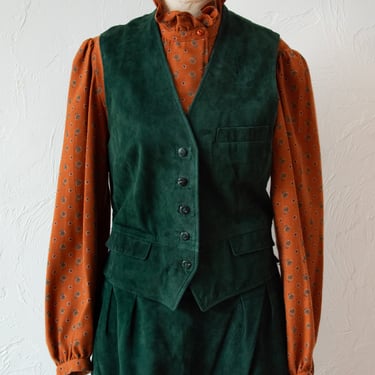 Vintage Green Buckskin Suede Vest M/L