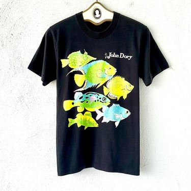 Vintage Hawaiian Bright Fish Tshirt Hawaii T Shirt Tropical Aquarium Top 