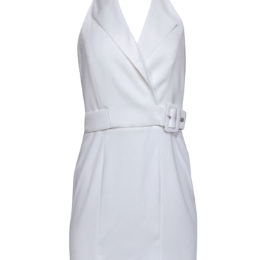 Reiss - White Faux Wrap Halter Mini Dress Sz 4