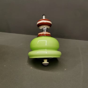 Vintage Green Pendant Lamp, Space Age Ceiling Lamp, MCM Glass Light, Made In Yugoslavia, Green Light, Mid Century Lamp, Green Glass 