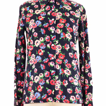 1970s Christan Dior Floral Button Up Blouse