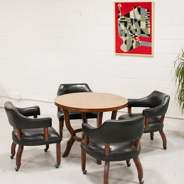 Game Table w/ 4 Leather Chairs