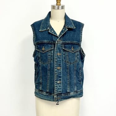 Vintage Denim Vest | Y2K DKNY Blue Jean Vest with Pockets | Size Small 