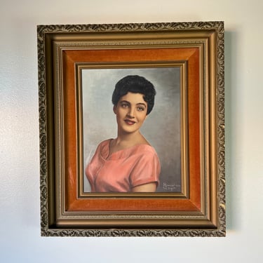 1950's Renard Woman Portrait Oil Painting, Framed 