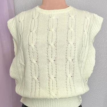 Vintage 70s Sweater Pull-Over, Open Weave Knit Top, Vegan Knit, Great for Layering, Sweater Vest 