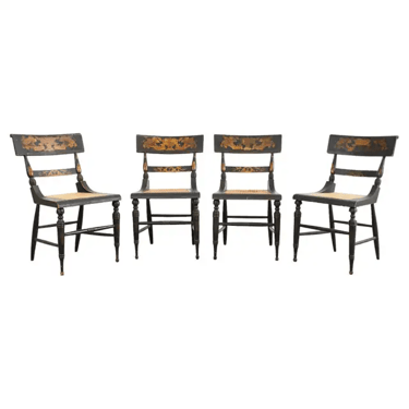 Set of Four American Regency Hitchcock Style Baltimore Dining Chairs
