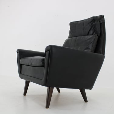 1970 Leather High Back Armchair ,Denmark / Vintage Armchair / Black Colour / Mid-century / 