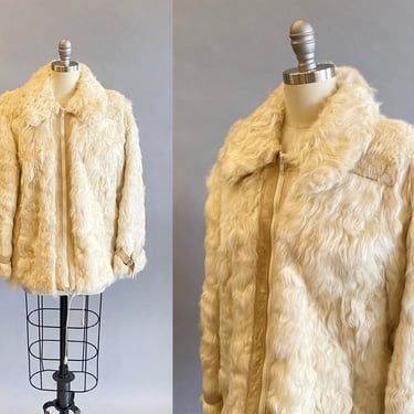 1960s Lamb Fur Jacket/ Bohemian Fur Jacket / Curly Lamb Fur / Mongolian Fur Jacket / Size Small Medium S/M 