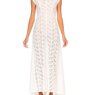 1930S White Cotton Eyelet Lace Summer Lawn Party Dress With Mini Bustle 