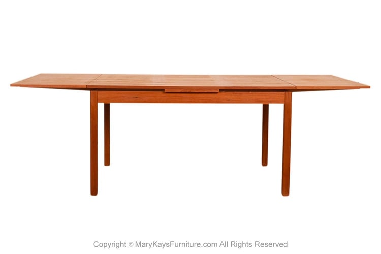 Danish Modern Teak Extendable Dining Table Vejle Stole Møbelfabrik 