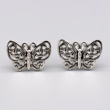 90's Peter Stone 925 silver Celtic knot butterfly studs, dainty PSCL mystic sterling earrings 