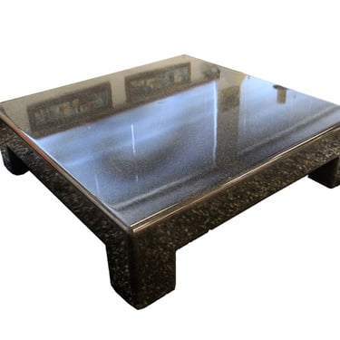 Post Modern Large Monumental Composite Stone Black Square Coffee Table 